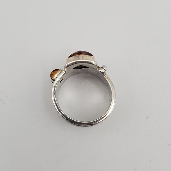 Artisan Boho Sterling Silver 925 Baltic Amber Wide Band Ring Size 6 - Picture 8 of 14